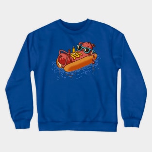 Hot Dog Summer Vacation Swimming Pool Crewneck Sweatshirt